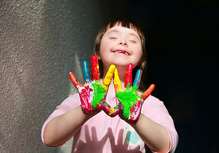 fun girl with paint on her hands