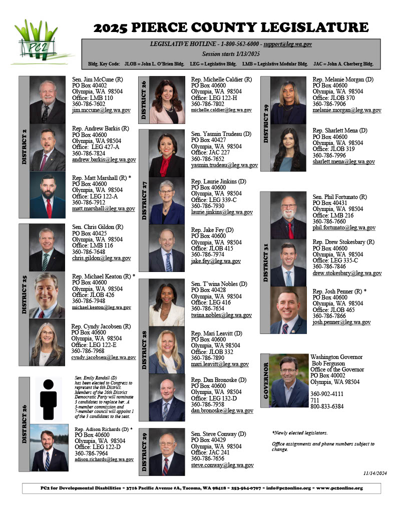 2025 Pierce County Legislature Contact Sheet